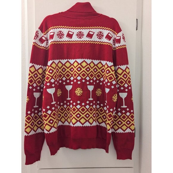 Kahlua XXL Red & Yellow Ugly Christmas Sweater 100% Cotton With Festive Glasses - Picture 3 of 5